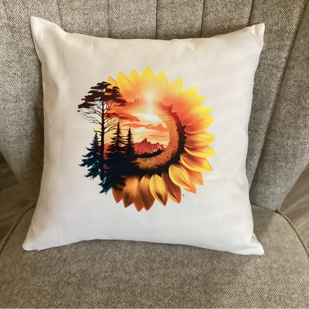 Decorative Fall Double Sided  Print Sunflower Sunset Accent Pillow